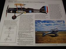 NEAT ~ Royal Aircraft Factory S.E. 5 Military Plane Profile Data Print ~ LOOK picture