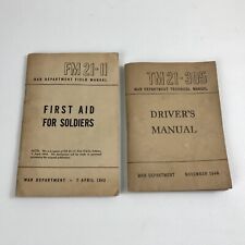 1943-44 War Dept FM 21-11 , TM 21-305 US Army WW2 First aid Drivers lot 2 picture