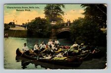 Detroit MI-Michigan, Belle Isle, Boating on the River, c1911 Vintage Postcard picture