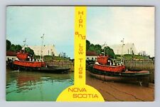 Bay of Fundy-Nova Scotia, Boat at High and Low Tides, Antique Vintage Postcard picture