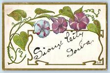 Sioux City Iowa IA Postcard Greetings Flowers And Vine Leaves Scene 1913 Antique picture
