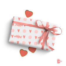 Small Pink Hearts Name on Gift Wrap picture