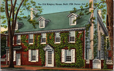 Vtg 1930s Old Ridgley House Dover Delaware DE Unused Linen Postcard picture