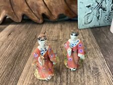 Chinese Clay Small Figurines Chippy Distressed Vintage  Set Of 2 Asian picture