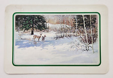 vintage postcard Best wishes for the holidays Deer in snow Hallmark Posted 1988 picture
