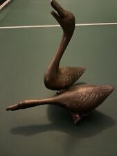 Pair of 2 Vintage Brass? geese goose heavy picture