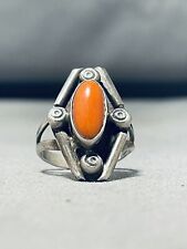 INCREDIBLE VINTAGE NAVAJO CORAL STERLING SILVER RING picture