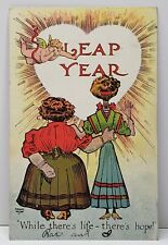 Leap Year Sgd August Hutaf Fat Woman Skinny Woman Life & Hope 1908 Postcard G2 picture