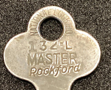Antique National Lock Co MASTER KEY 132-L Flat Skeleton Key Rockford Illinois picture