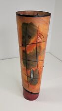 Kakadu Hand Painted Balsa Wood Vase Australia Ruet Shahar Signed 13” X 4” picture