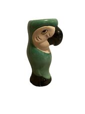 VTG Ceramic Macaw Parrot 8.5” Tiki Mug Sponge Hand Painted Green Tropical Vase picture