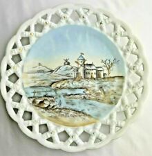 Vintage Plate hand painted Plate Windmill Dutch pierced #108 Pastels  E.S.M. picture