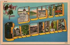Vintage SOUTH CAROLINA Large Letter Postcard / Asheville Linen c1940s / Unused picture