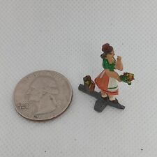 Vintage Lady Woman With Flowers Hand Cast Metal Minature picture