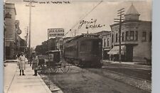 TRICK TROLLEY DOWNTOWN MAIN STREET waupun wi real photo postcard rppc wisconsin picture