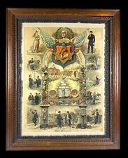 Masonic Lodge Lithograph Victorian 19C 1891 Colored With Period Wood Frame picture