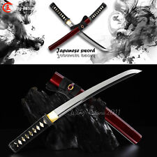 20'' Self-defense Red Tanto T10 Steel Japanese Unokubitsukuri Short Swords Knife picture