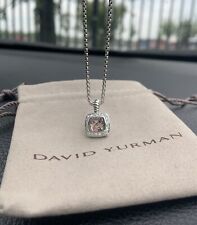 David Yurman 925 Silver 7mm Albion Pendant & Morganite & Diamond 18” Necklace picture