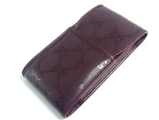 Auth Gucci GG Logo Cigarette Case Card Holder Reddish brown PVC x Leather picture