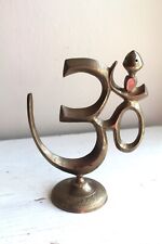 Metal Cast Brass OM AUM Made in India Incense Holder Vintage 9.25 in tall picture