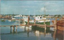 Boats at Landing Falmouth Cape Cod Barnstable 1952 Postcard picture
