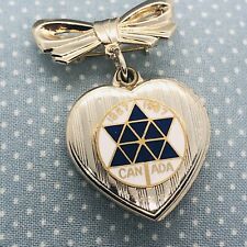 Vtg 1967 Canadian Centennial Expo 67 Heart Shaped Locket Lapel Pin w/ Bow picture