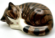 N. S. GUSTIN CO Sleeping Tabby Cat Kitten Hand Painted Figurine Brown Striped 6