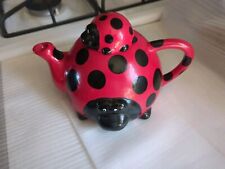 Vintage Ladybug Teapot Hand Painted Ceramic Approximately 9