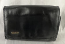 US Air Airlines Stewardess Black Leather Travel Bag Aviation Collectible Vintage picture