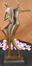 Original Signed Abstract Male Female Couple Bronze Sculpture Marble Base Decor picture