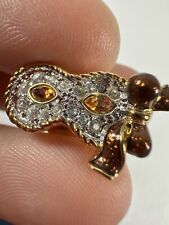 Vintage Brooch Swarovski SCS Pin Masquerade Brown Enamel Small Size Signed picture