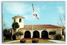 c1950's Healdsburg Union Elementary School Building Entrance Flag CA Postcard picture