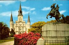 Postcard St Louis Cathedral And Jackson Monument New Orleans Louisiana LA picture