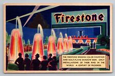 Postcard Firestone Singing Color Fountain Chicago Worlds Fair VTG UNP Circa 1933 picture