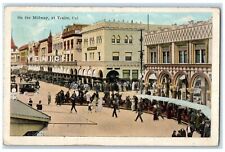 1923 On The Midway Crowd Classic Cars Building Venice California CA Postcard picture
