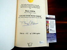 BUZZ ALDRIN APOLLO 11 NASA SIGNED AUTO ENCOUNTER WITH TIBER LEATHER BOOK JSA GEM picture