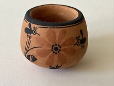 Native American Pottery Emma Lewis Miniature Pot Bees Flower, Signed picture