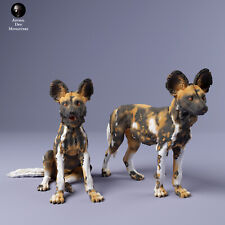 Breyer size artist resin companion animal figurine african wild dog puppies picture