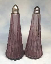 Vintage Amethyst Shades of Purple Textured Glass Salt and Pepper Shakers MCM picture
