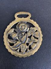 Antique brass reins decoration Medallion Flower #58 picture