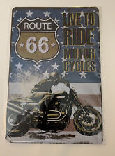 Live To Ride, Route 66, Metal Embossed Sign, Vintage/Retro Look. Man Cave/Garage picture