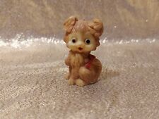 Vintage Plastic Puppy Pepper Shaker Replacement Brown Dog Red Bow Decor picture