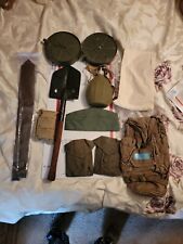 WW1 WW2 Italian army  Shovel +WW2 Canteen + Post WW2 Mine measure Tape+ bag+hat+ picture