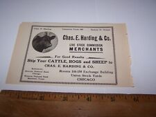 1919 CHAS E HARDING & CO LIVE STOCK COMMISSION Paper Ad CHICAGO ILLINOIS picture