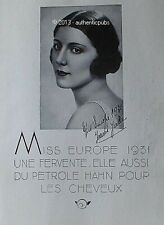 1931 HAHN HAIR ADVERTISEMENT MISS EUROPE JEANNE JUILLA FRENCH AD HAIR picture