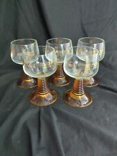 Set of 5 Schmitt Sohne Roemer Wine Glasses Gold Grape Amber Beehive Stem-Germany picture