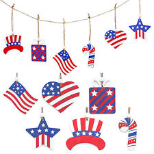 6 Pcs Patriotic Wooden Ornaments 4th of July Wood Hanging Cute Style picture