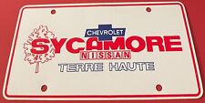 Sycamore Chevrolet Nissan Dealer Booster License Plate Terre Haute THIN PLASTIC picture