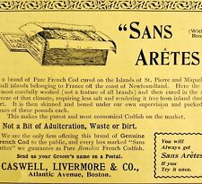 Sans Aretes Pure French Cod Fish 1894 Advertisement Victorian Caswell ADBN1g picture