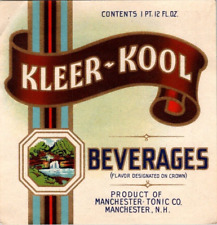 Vintage Early label: KLEER-KOOL BEVERAGES manchester N.H. picture